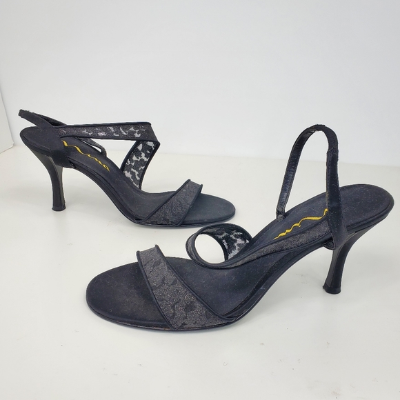 Nina Shoes - Nina sling back black glitter sheer heels size 8